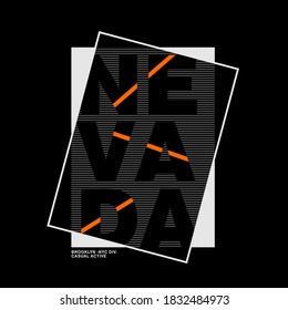 Nevada stylish typography slogan for t-shirt. Abstract design with line style. Vector print, typography, poster. Global swatches.
