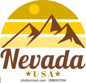 Nevada sunset and mountains label
