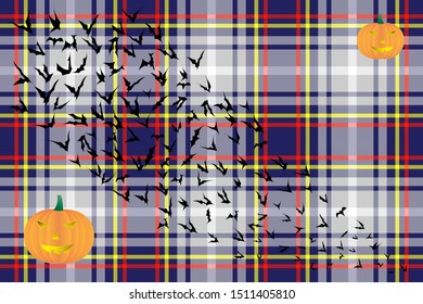 Nevada tartan with halloween elements for website design and various festive events