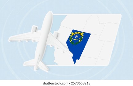 Nevada Travel Illustration with Plane and National Flag. Ideal for travel agencies, promotional materials, or geographic content related to Nevada.