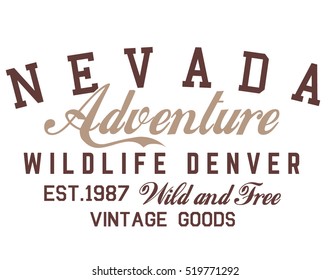 Nevada typography, t-shirt graphics, vectors