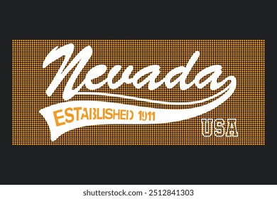 Tipografia do Nevada, slogan da tipografia dos EUA, impressão gráfica de design de vestuário atlético, NYC Vintage Print para vestuário esportivo, Tipografia esportiva.eps8