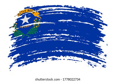 Nevada US flag in grunge brush stroke, vector image