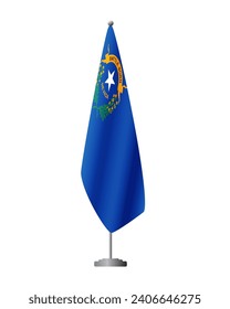 Nevada US flag on flagpole for official meetings, transparent background, vector