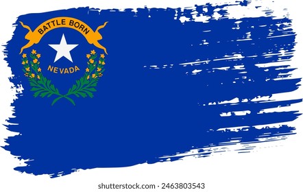 Nevada US flag, wide brush stroke on transparent background, vector.