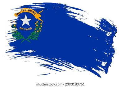 Nevada US-Staat Pinselstrich Fahne Vektorhintergrund. Handgezeichneter Grunge-Stil gemalt einzeln Banner.