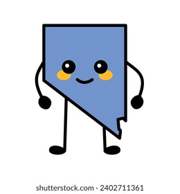 Nevada a US state color element.
Smiling cartoon character. United state of America. Map with county borders.