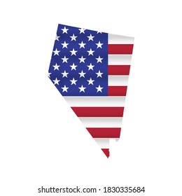 Nevada US state flag map isolated on white. Vector illustration.