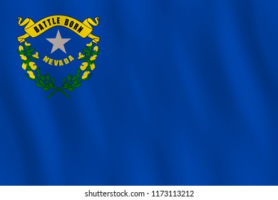 Nevada US state flag with waving effect, official proportion.