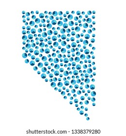 Nevada, U.S. state map background blue round closely placed pie charts for infographics eps
