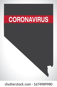 Nevada USA federal state map with Coronavirus warning illustration