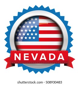 Nevada and USA flag badge vector