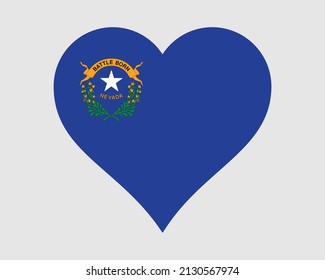 Nevada USA Heart Flag. NV US Love Shape State Flag. Nevadan United States of America Banner Icon Sign Symbol Clipart. EPS Vector Illustration. svg