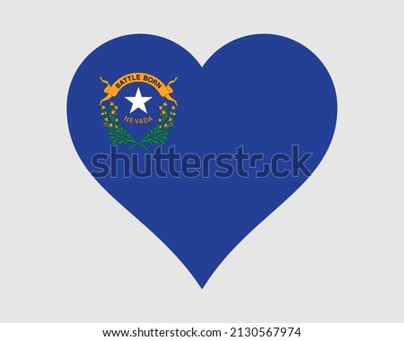 Nevada USA Heart Flag. NV US Love Shape State Flag. Nevadan United States of America Banner Icon Sign Symbol Clipart. EPS Vector Illustration.