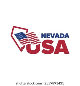 nevada usa logo with nevada city map elements and american flag for business identity and screen printing on t-shirts, shirts and others