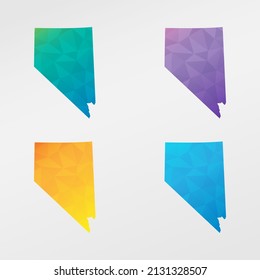 Nevada, USA Low Poly Map Clip Art Design. Geometric Polygon Graphic National Icon. Vector Illustration Symbol.