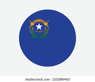 Nevada USA Round State Flag. NV, US Circle Flag. State of Nevada, United States of America Circular Shape Button Banner. EPS Vector Illustration.