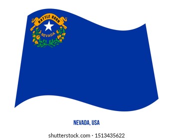 Nevada (USA State) Flag Waving Vector Illustration on White Background. Flag of the United States of America.