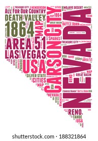 Nevada USA state map vector tag cloud illustration