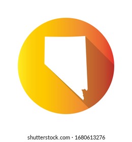 Nevada, USA Symbol Map Icon Round. Flat Vector Art Design with Shadow. Gradient Color Banner.