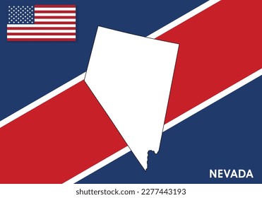 Nevada - USA, United States of America Map vector template.  white color map on flag background for design, infographic - Vector illustration eps 10