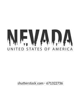 Nevada. USA. United States of America. Text or labels with silhouette of forest