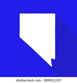 Nevada vector map flat simple style long shadow blue background.