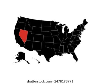 Nevada vector map. High detailed illustration. United state of America country.