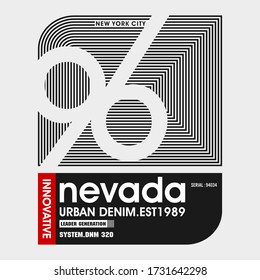 NEVADA VECTOR TYPOGRAPHY FOR PRINT T SHIRT