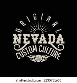 Diseño gráfico vintage de Nevada, con texto original, cultura personalizada, para impresiones de camisetas, ilustración vectorial