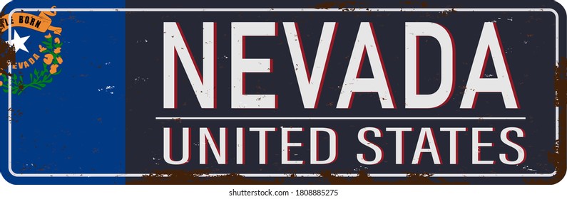 Nevada vintage rusty metal sign on a white background, vector illustration
