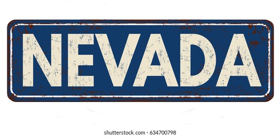 Nevada vintage rusty metal sign on a white background, vector illustration