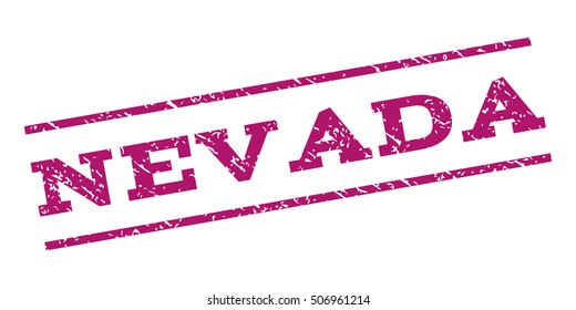 Nevada watermark stamp. Text caption between parallel lines with grunge design style. Rubber seal stamp with scratched texture. Vector purple color ink imprint on a white background.