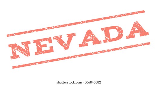 Nevada watermark stamp. Text tag between parallel lines with grunge design style. Rubber seal stamp with unclean texture. Vector salmon color ink imprint on a white background.