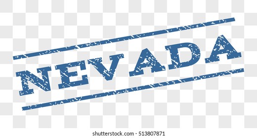 Nevada watermark stamp. Text tag between parallel lines with grunge design style. Rubber seal stamp with dust texture. Vector cobalt blue color ink imprint on a chess transparent background.