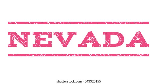 Nevada watermark stamp. Text tag between horizontal parallel lines with grunge design style. Rubber seal stamp with dirty texture. Vector pink color ink imprint on a white background.