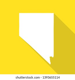 Nevada white map,border flat simple style with long shadow on yellow background.