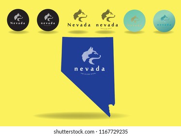 Nevada  with wolf abstract logo design, Vector EPS 10.