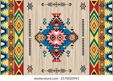 Nevajo Tribal Vector Pattern, Native American Ornament, Southwestern Ethnic Ornament, Boho Geometric Ornament, Blanket, Rug, Carpet.