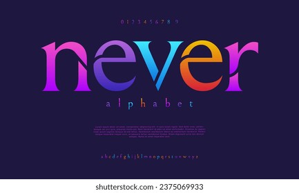 Never creative modern urban alphabet font. Digital abstract moslem, futuristic, fashion, sport, minimal technology typography. Simple numeric vector illustration