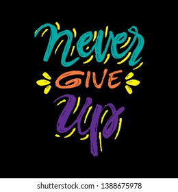Never ever give up inspiration quotation. 