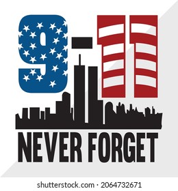 Never Forget 9-11 Printable Vector Illustration