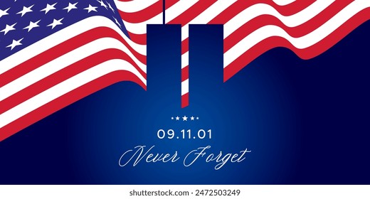 Never Forget Banner Background Patriot Day. September 11 2001