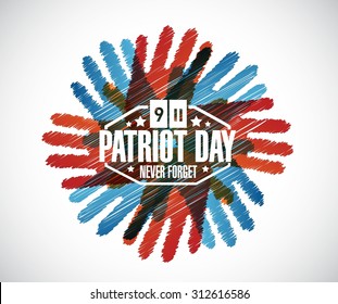 Never forget. hands Patriot Day sign illustration design graphic