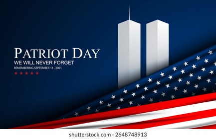 Never Forget Patriot Day September 11th background vector illustration