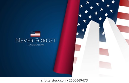 Never Forget Patriot Day September 11th background vector illustration