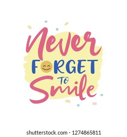 Never Forget to Smile Typography Vector