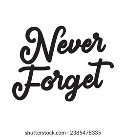 never forget text lettering on white background.