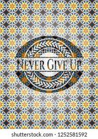 Never Give Up arabesque emblem. arabic decoration.