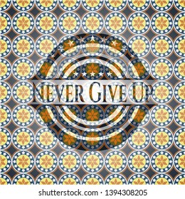 Never Give Up arabesque emblem. arabic decoration.